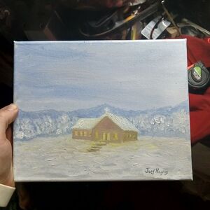 Tranquil Winter Church Canvas Art